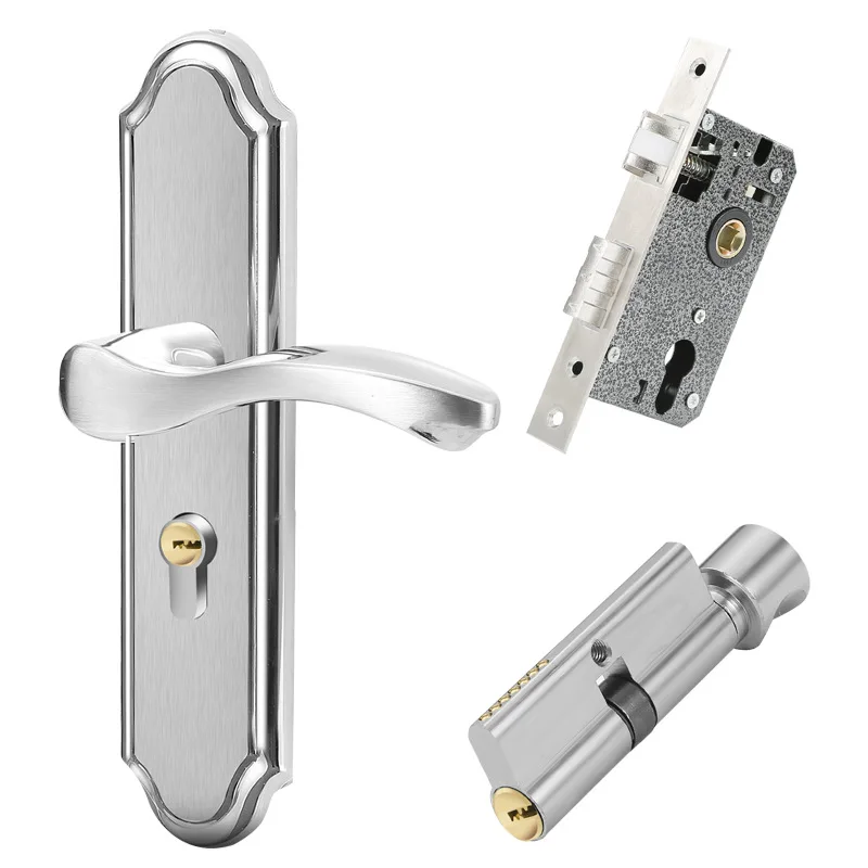 

Stainless Steel Solid Lock Body Household Bedroom Silent Room Door Bathroom Large Wooden Door Lock Thickened Press Handle