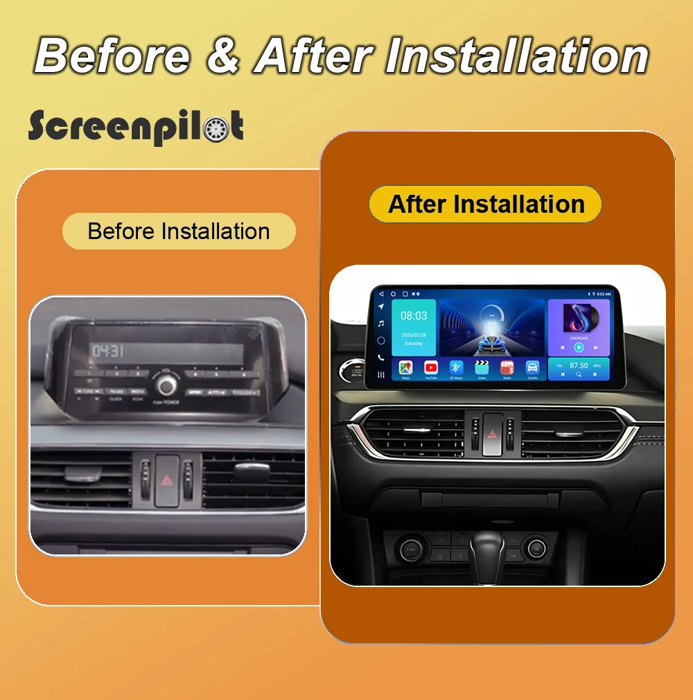 12.3'' Android 16 Car Radio Stereo For Mazda 6 Atenza 3 2015 2016 2017 2018 2K QLED Multimidia Player GPS Carplay Android Auto