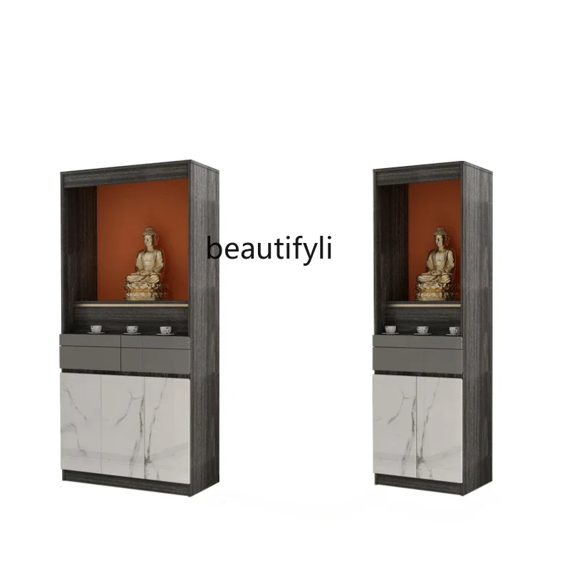 

Modern Light Luxury Altar with Door Buddha Cabinet, Guanyin Table Home Living Room, God of Wealth, Worship Table, Clothes Closet