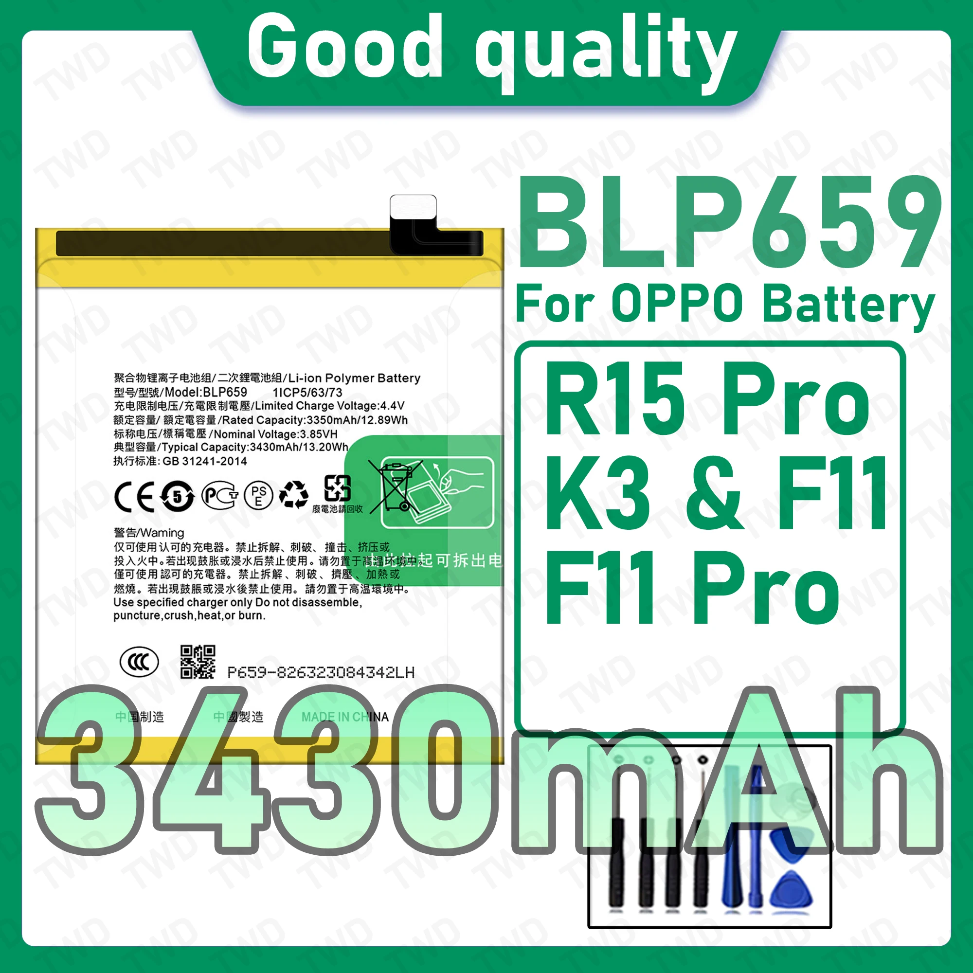 New High Quality Safe Durable BLP659 Battery For OPPO R15 Pro K3 F11 F11 Pro Replacement Long Lasting+Free Tools