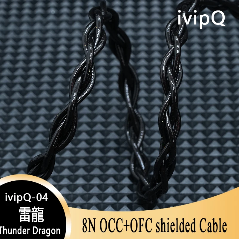 ivipQ-04 Thunder Dragon S Series 22AWG 8N OCC+OFC Shielded Earphone Upgrade Cable Rhodium Plated 4.4mm/0.78mm 2Pin For Hype10