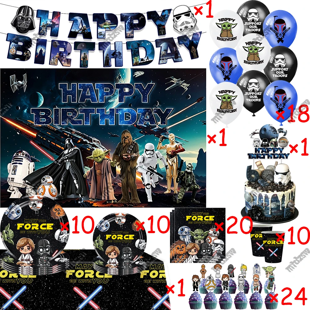 Cartoon Star Wars Theme Birthday Party Decoration Party Supplies Darth Vader The Force‌ ‌Jedi ‌Luke Skywalker ‌Droid Lightsaber