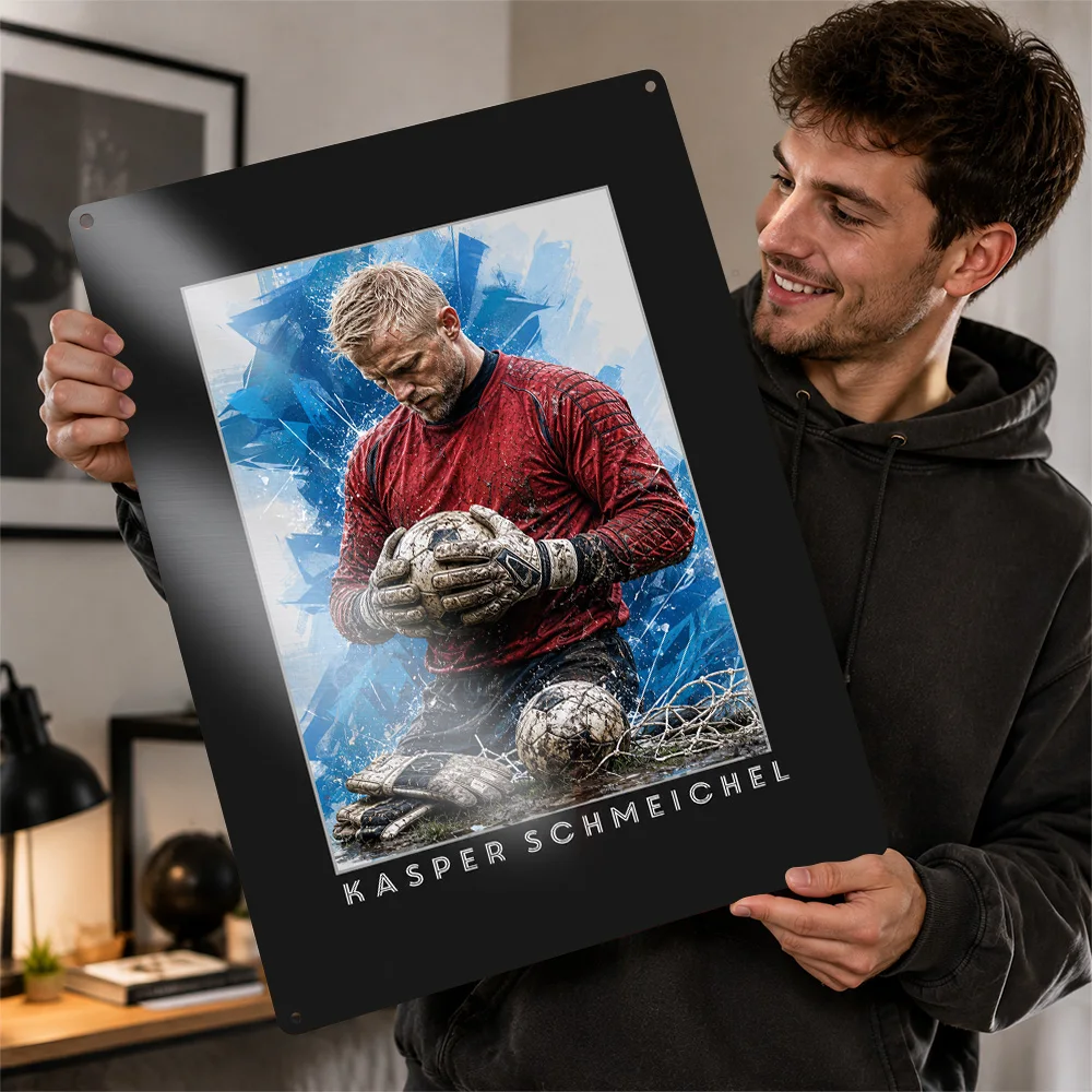 Kasper Schmeichel Football Textured Poster Personalized Aluminum Metal Sign Club Legacy Style Wall Art Made For Dedicated Fans