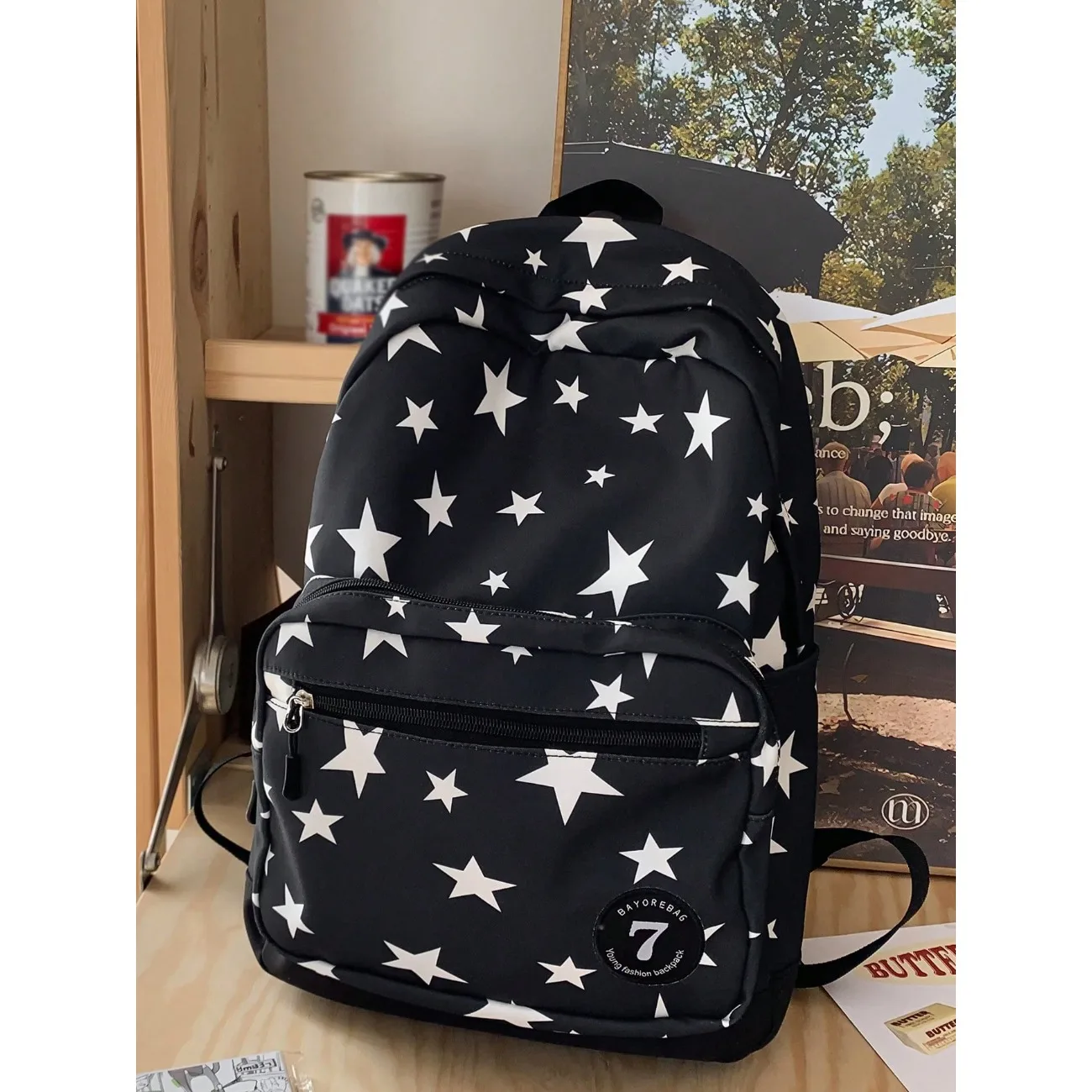 Colorful Star Print Backpack, Middle/High School Bookbag, College Student Casual Backpack, Travel Bag , Back To School