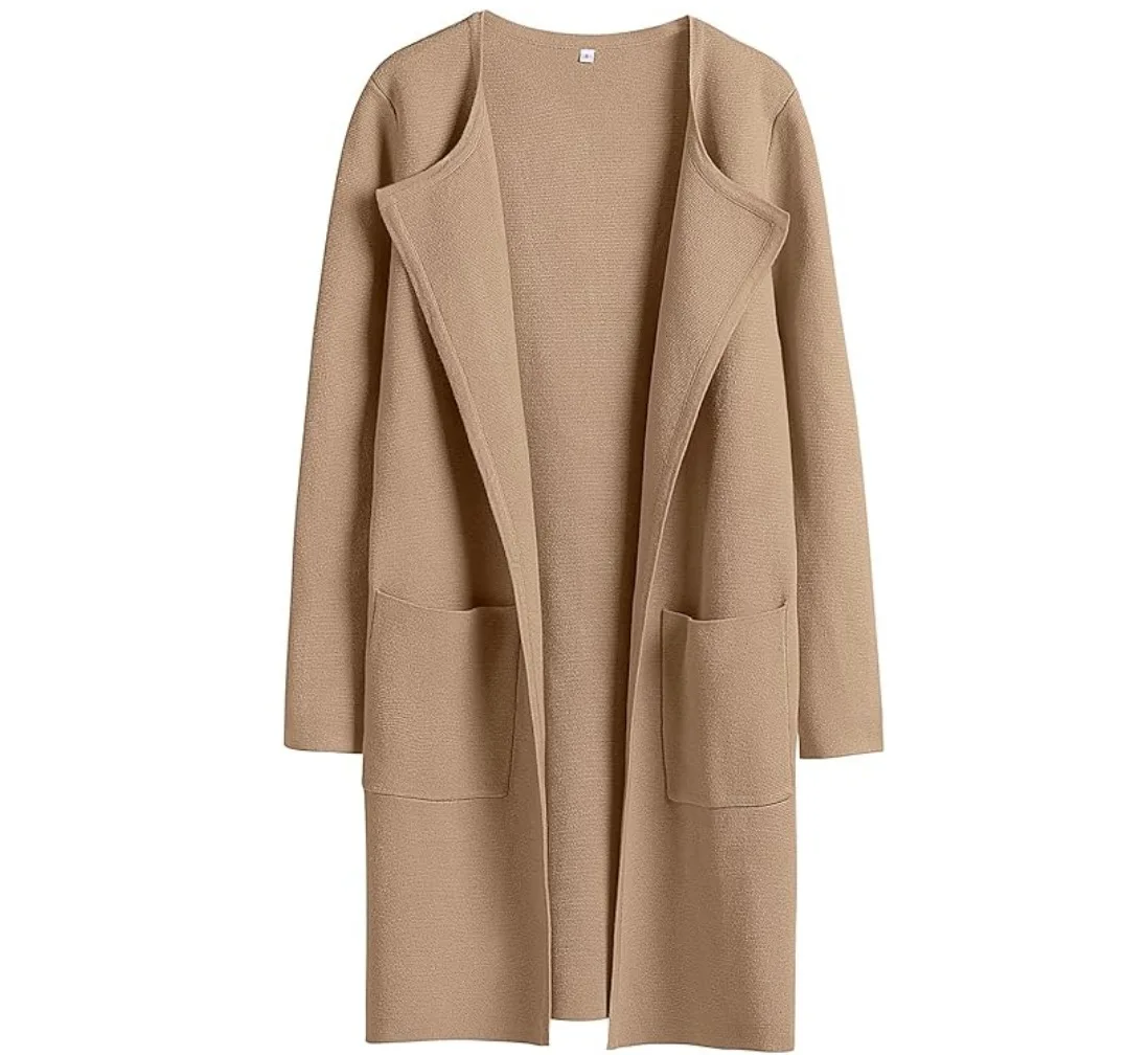 Cardigan lavorato a maglia da donna maglioni oversize aperto davanti manica lunga con risvolto giacca Casual 2023 cappotto autunnale elegante