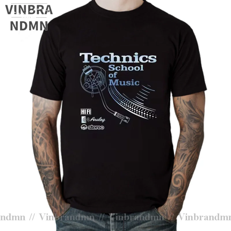 VINBRANDMN Retro Deejay shirt Long Play tshirt Technics School of Music T-shirt men Vintage DJ music T shirt 2020 Newest Fashion