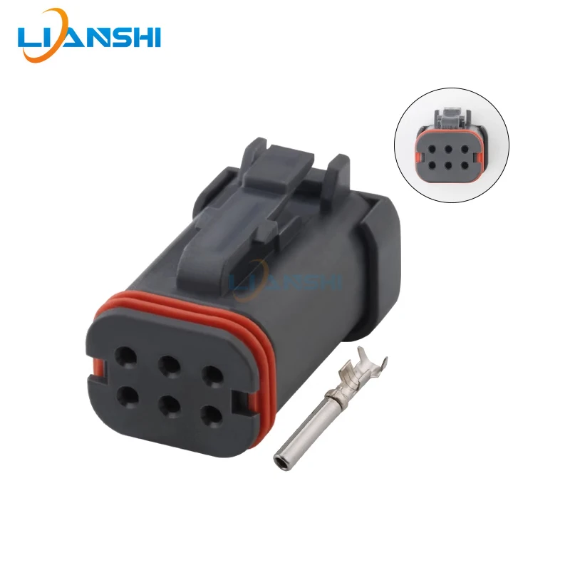 DT16-6SB-KP01 Car connector Black Deutsch type 6pin waterproof plug with terminal DJ7062X-1.5-21