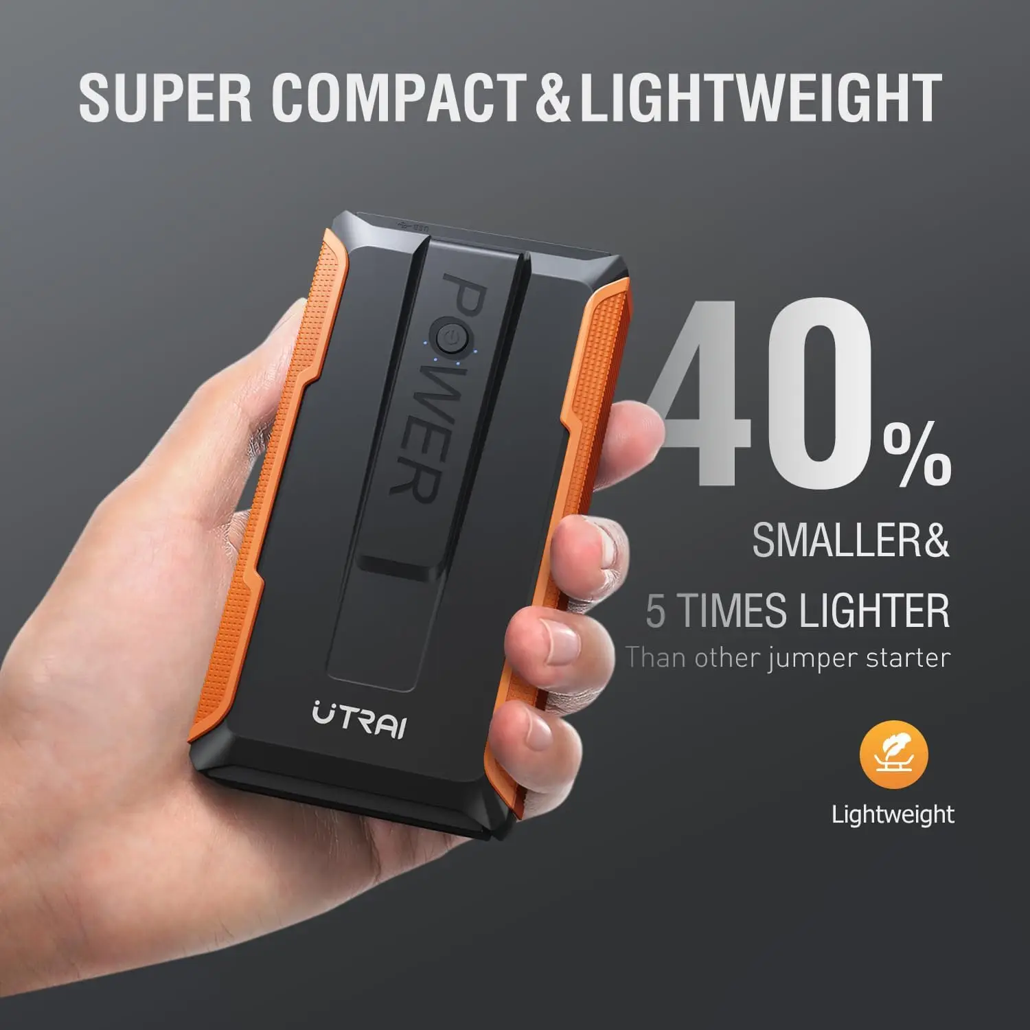 UTRAI-Car Jump Starter Power Bank, Portable Car Battery Booster Charger, Starting Device, Auto Emergency Start-up Lighting, 12V