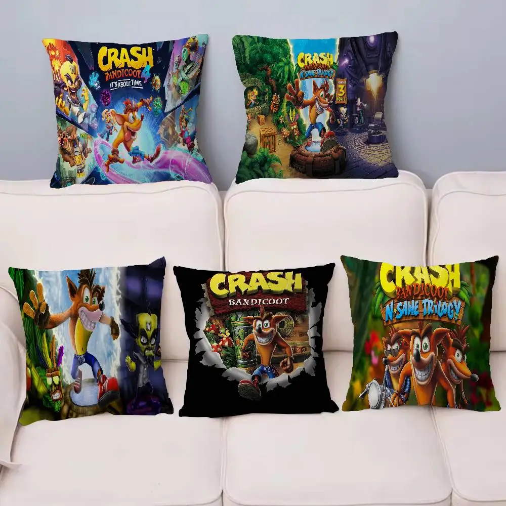 Game Crash-Bandicoot Office Cushion Pillowcase Car Cushion Cover45X45CM Lumbar Pillowcase Sofa Pillowcover