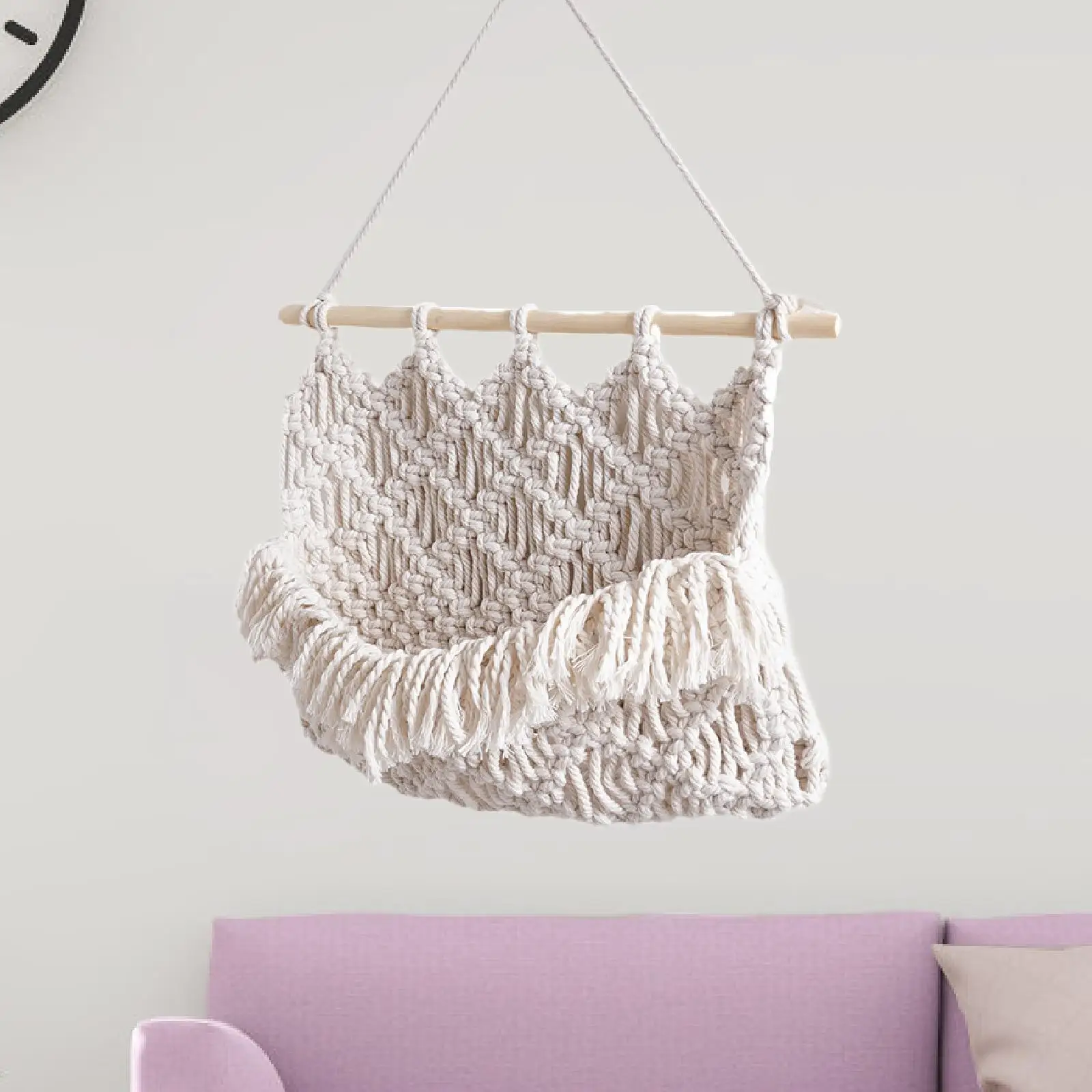 Macrame Wall Hanging Tapestry Storage Bag Fruit Basket Hanging Plant Holder for Home Apartment Living Room Indoor Outdoor Dorm