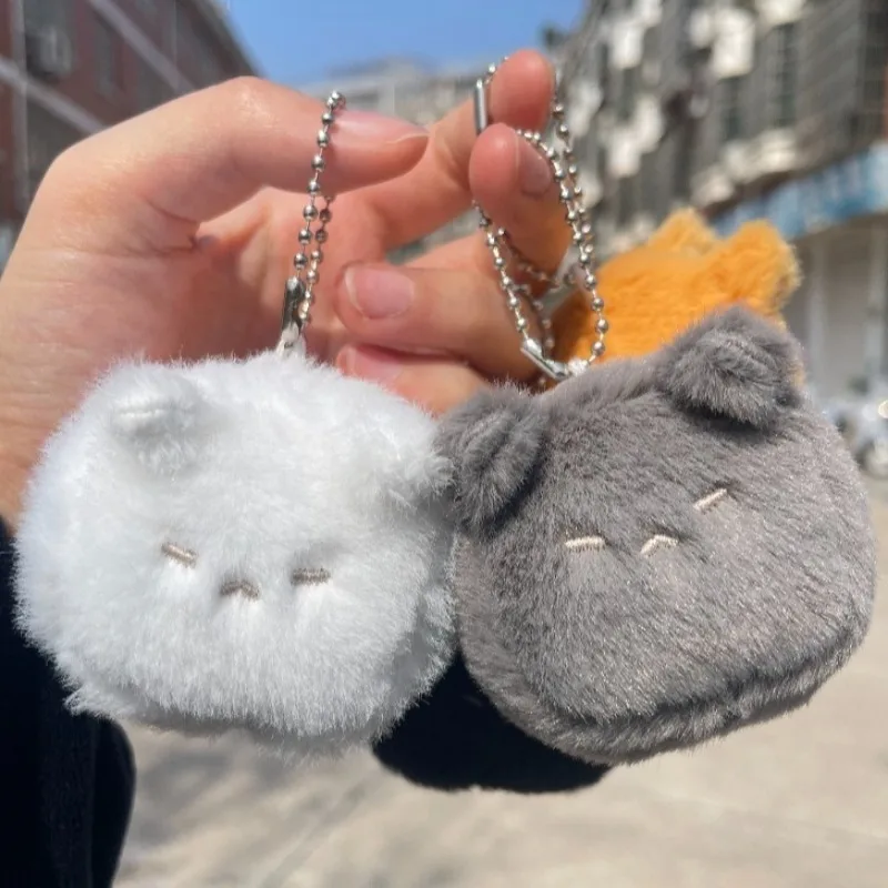 Cute Mini Orange Cat Plush Keychains Kawaii Fluffy White Kitty Plushie Doll Soft Cat Stuffed Pendant Home Decor Birthday Gift