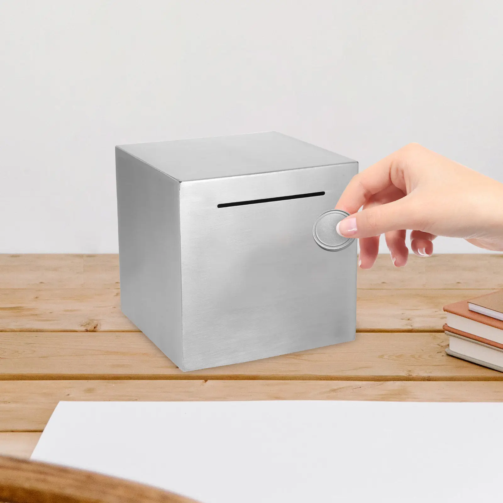 

Металлическая копилка для взрослых, прочная, из нержавеющей стали, портативная, для хранения денег, для домашнего декора и хранения.