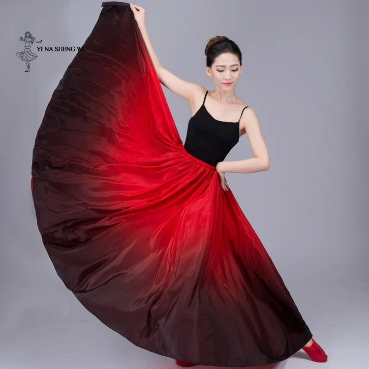 Buikdans grote swing rok prestaties Zigeunerkleding Dameskostuums Lange dansrok Dame dansjurk Satijnen lange Spaanse rok