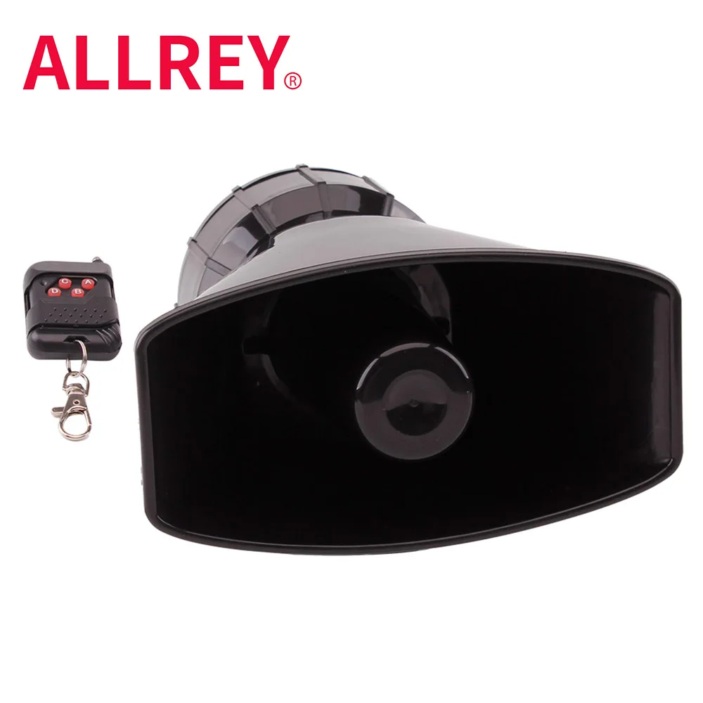 ALLREY Wireless Electronic Loud Siren Horn 7 Tone Button Police Vehicle Warning Alarm 12V 100W Emergency Multipurpose Horn