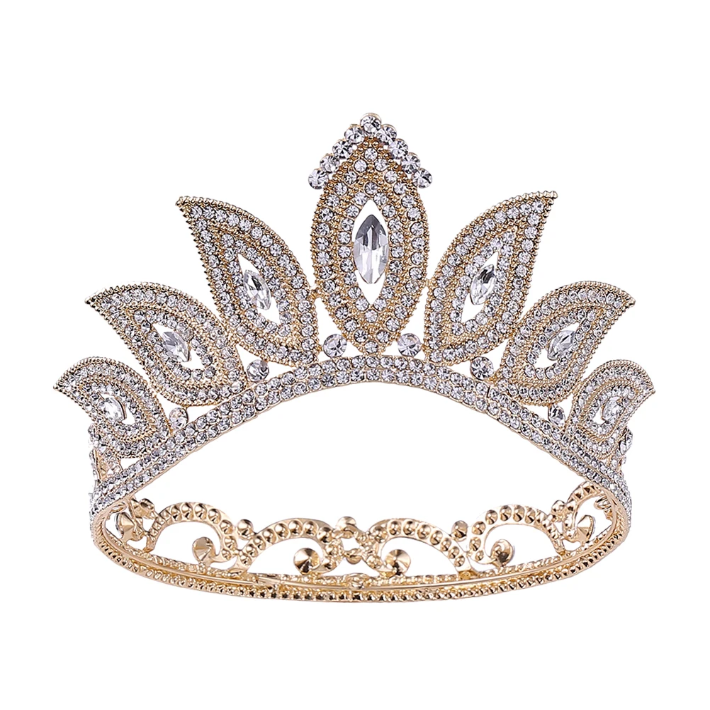 

Rhinestone Crown Elegant Bridal Tiara Hair Accessories for Women Vintage Baroque Princess Headwear Wedding Party Banquet