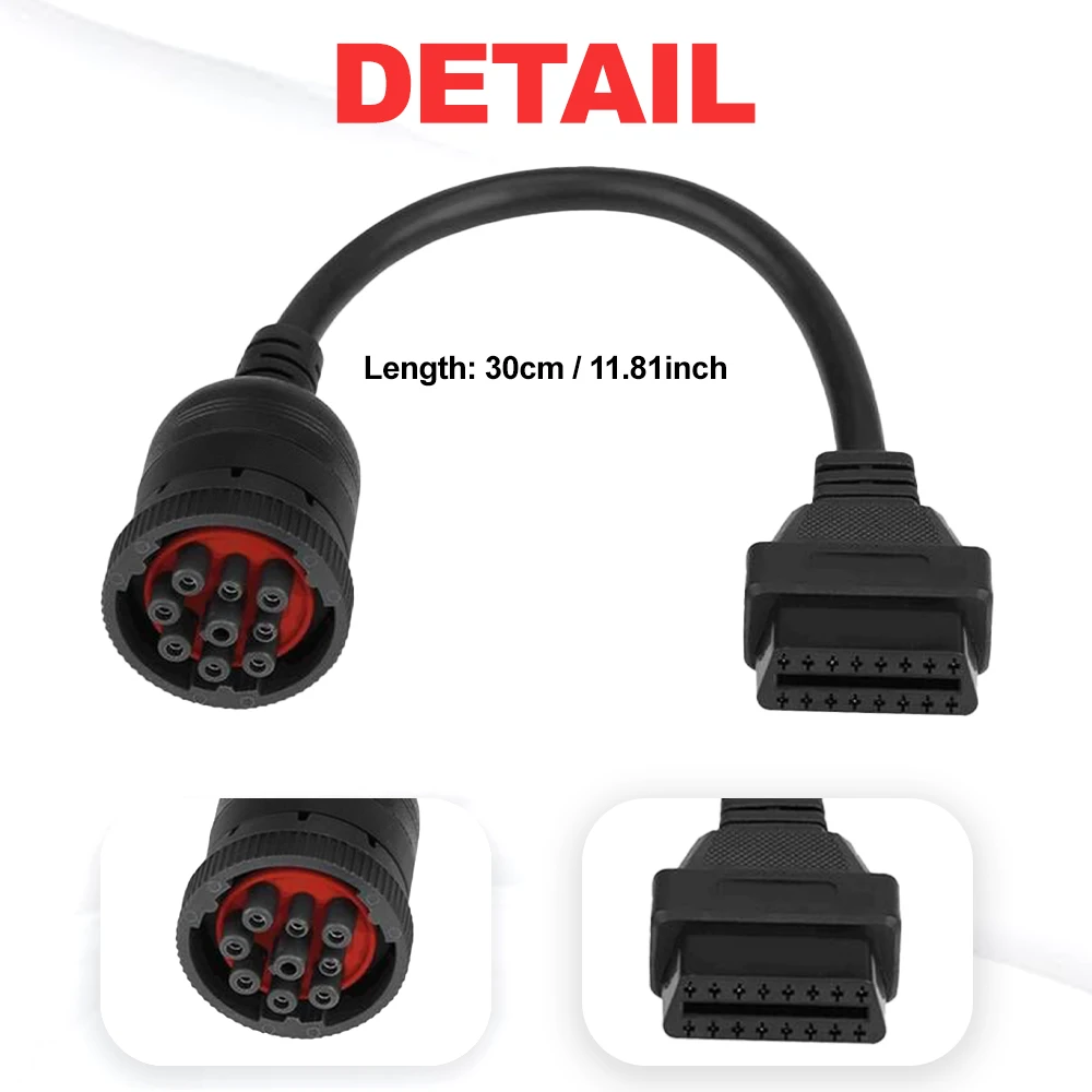 J1708 J1939 OBD Stecker Für Cummins 6Pin 9Pin zu OBD2 OBDII Diagnose Kabel Für Volvo/VW/Deutsch/Freightliner/Kenworth Lkw – Detail 10