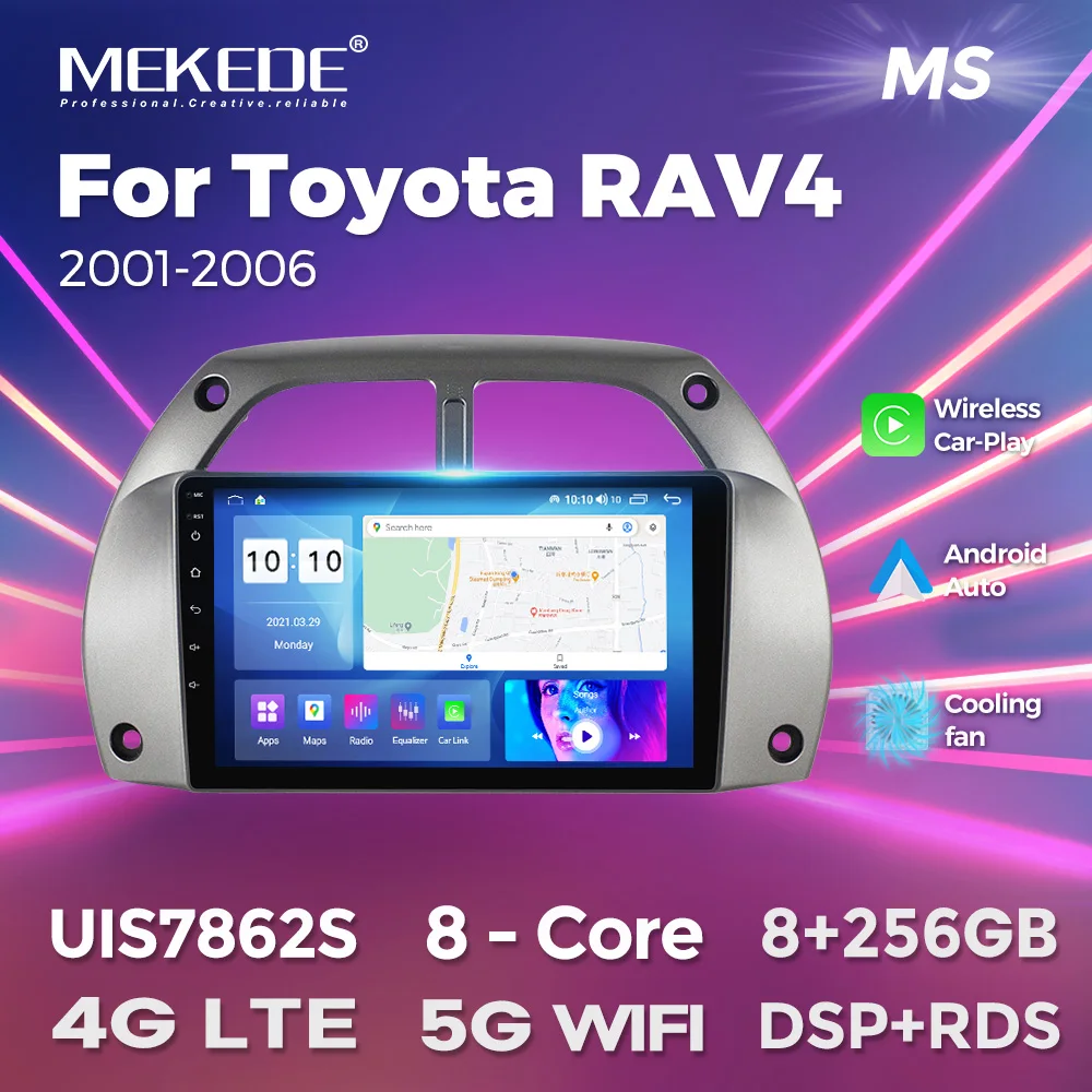 

MEKEDE UIS7862S Car Radio Multimedia Video Stereo Player GPS Navigation Wireless CarPlay Auto For Toyota RAV4 2001-2006 5G WIFI