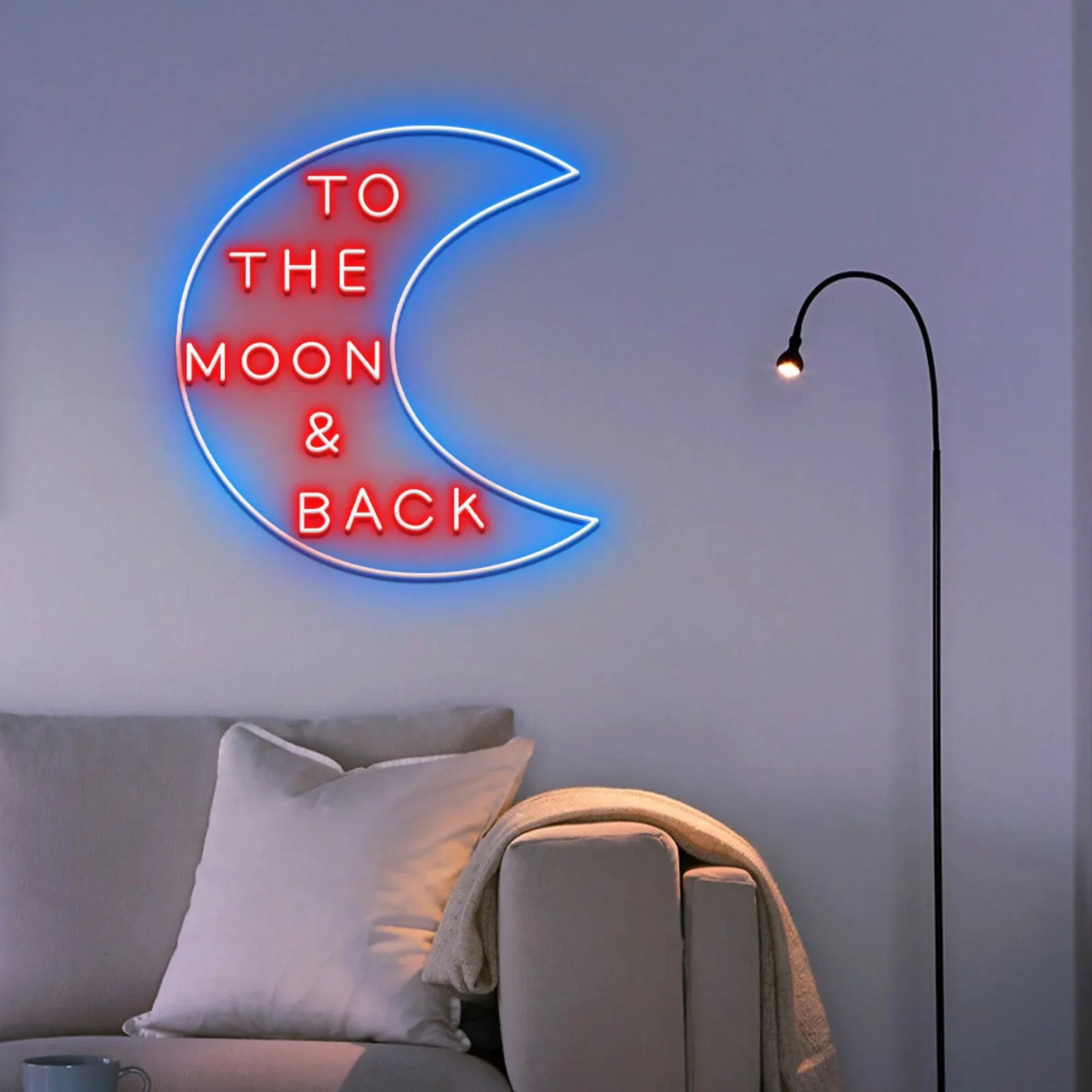 

To The Moon & Back LED Sign, Moon LED Lights, Love You To The Moon And Back Neon Sign, Valentine Neon LED, Couple Neon Sign, Lov