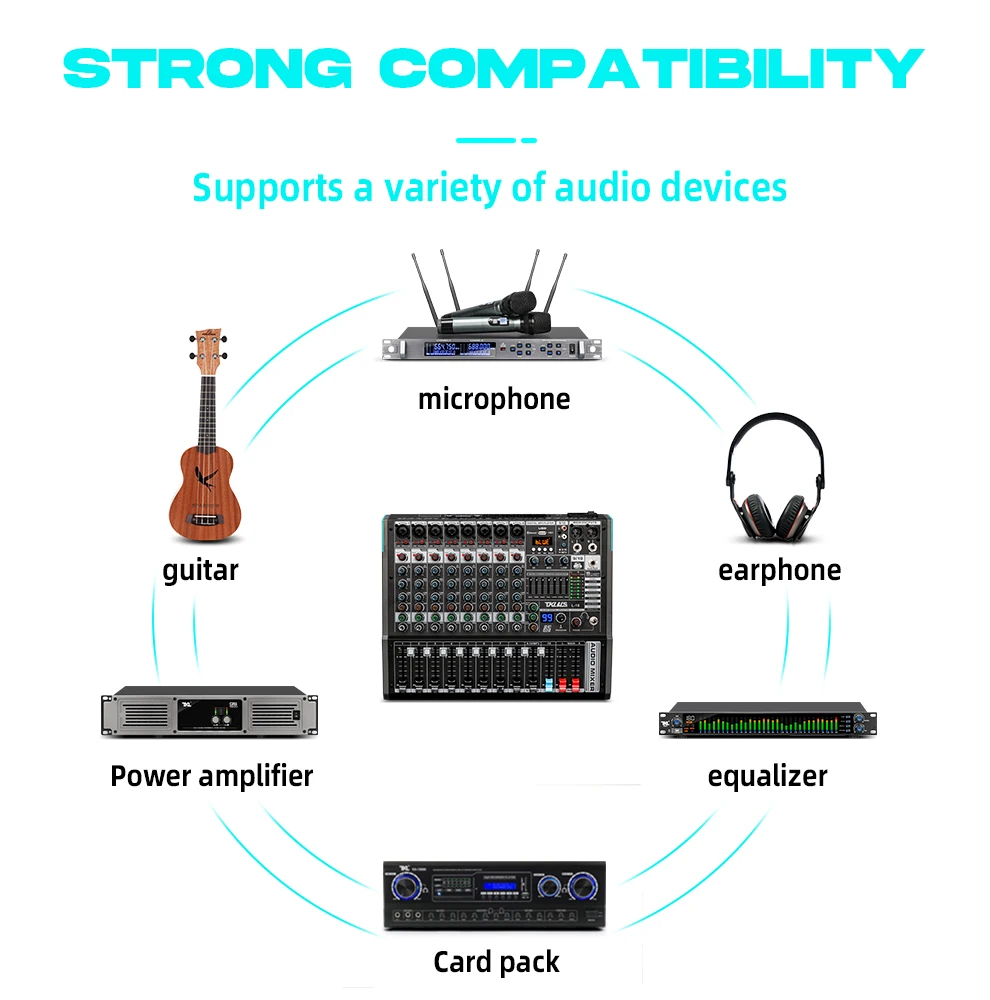TKL L10 Mixer Audio professionale 10 canali 99 effetti DSP DJ Mixing Console Bluetooth USB 48V Mixer Audio Stage Concert