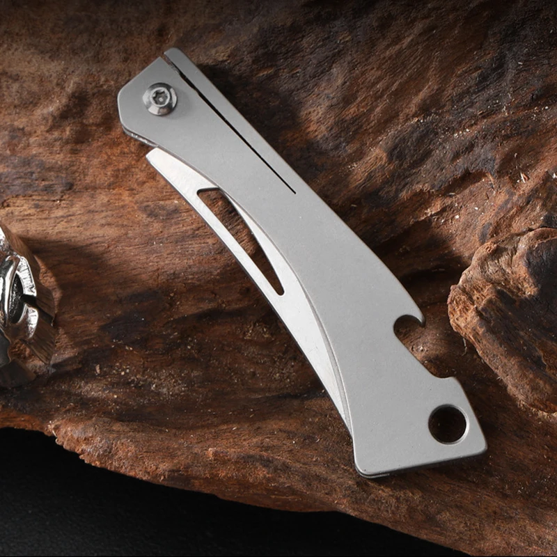 Mini Folding Knife Corkscrew Titanium alloy Knife Portable Pocket Knife Knife-edge Fruit Knife EDC Portable Emergency Tool