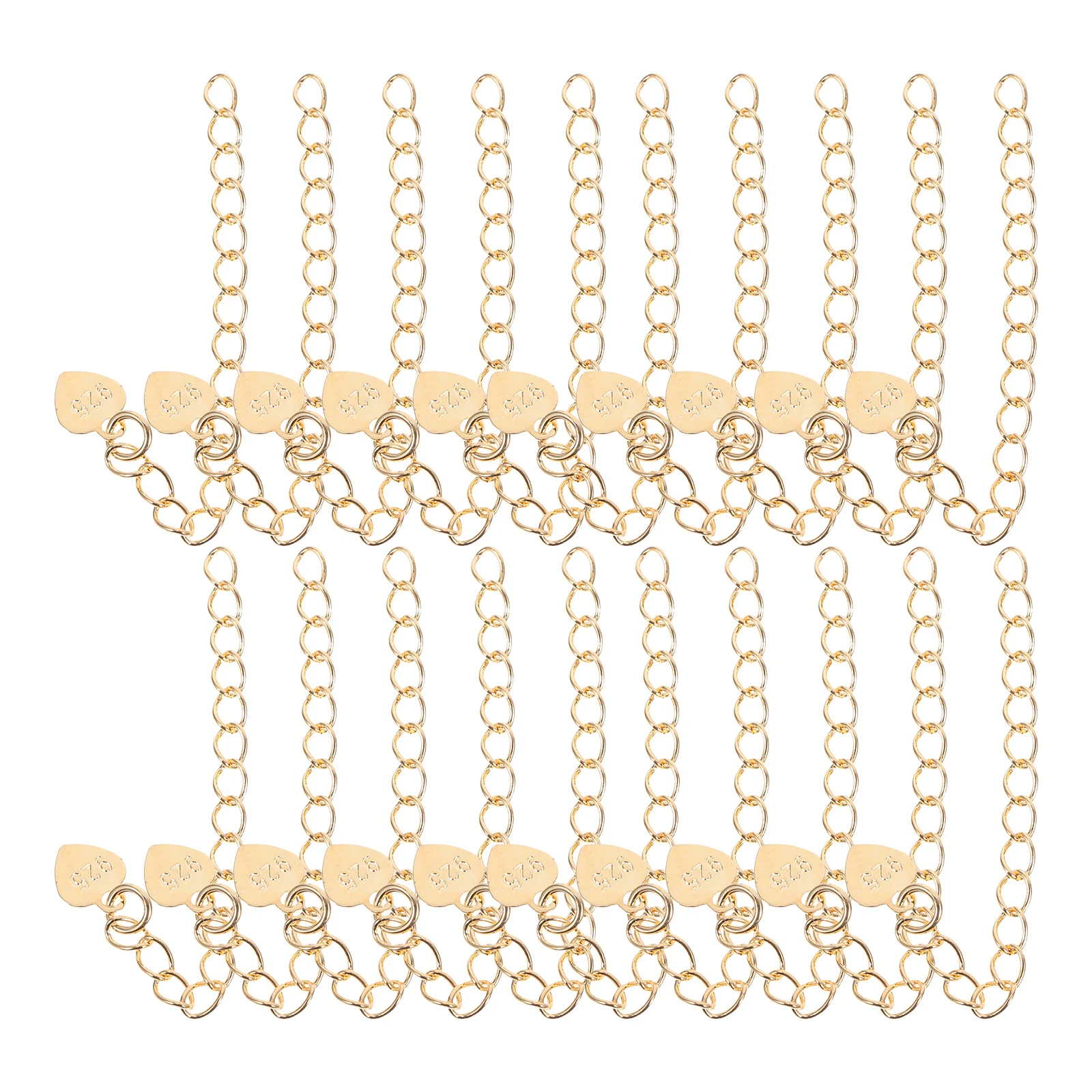 

20pcs Heart Pendant Necklace Extender Chain For Bracelets Jewelry Making Supplies Women Diy Adjustable Charm Bracelet Chains