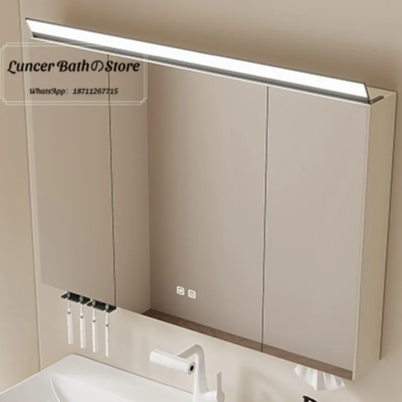 Honeycomb aluminum mirror cabinet multifunctional storage with exhaust fan bracket built-in socket single mirror cabinet