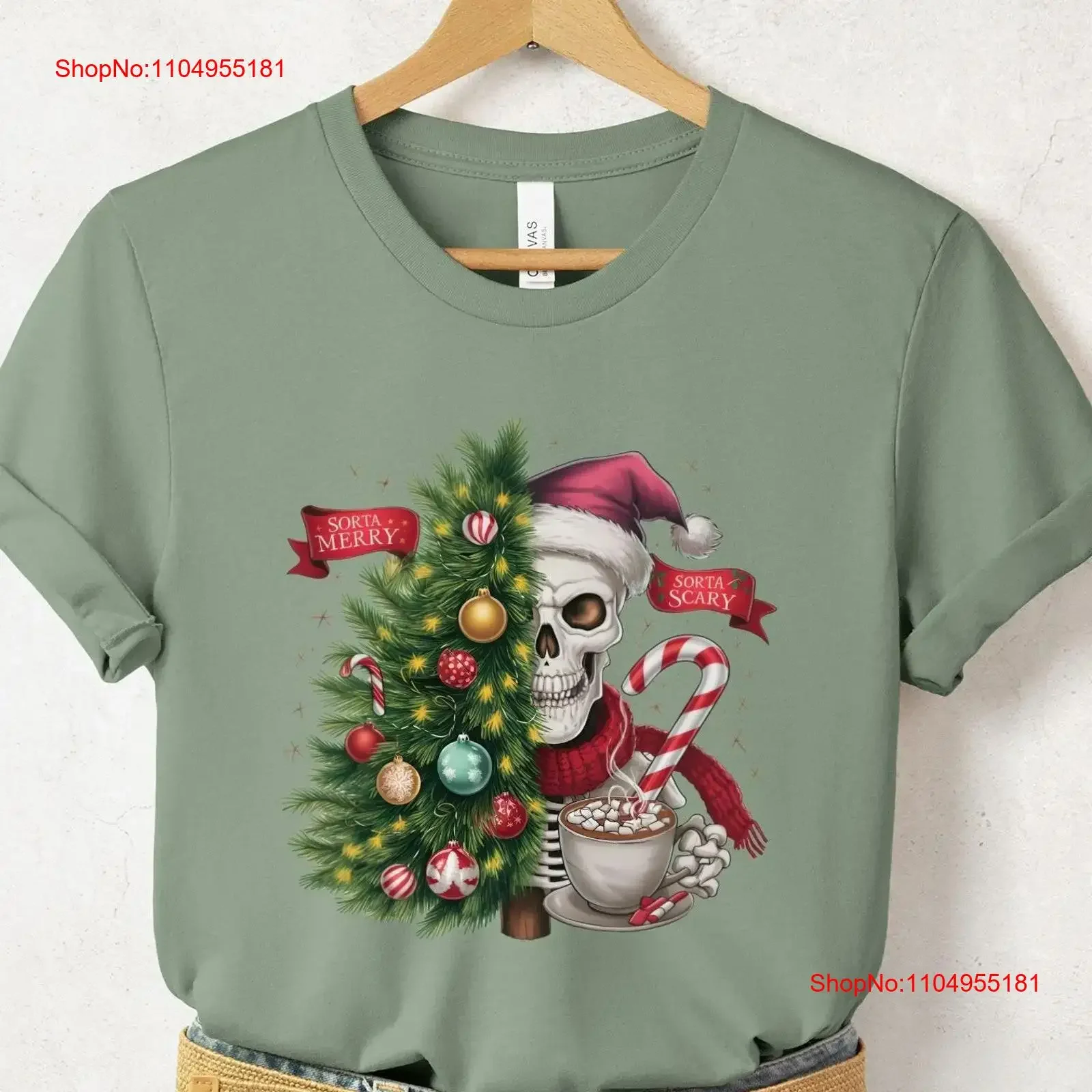 

Sorta Merry Scary Skeleton Рождественская футболка Dark for Shirtn Cute XMas Funny Her Tis the Season винтажная стираная унисекс слегка