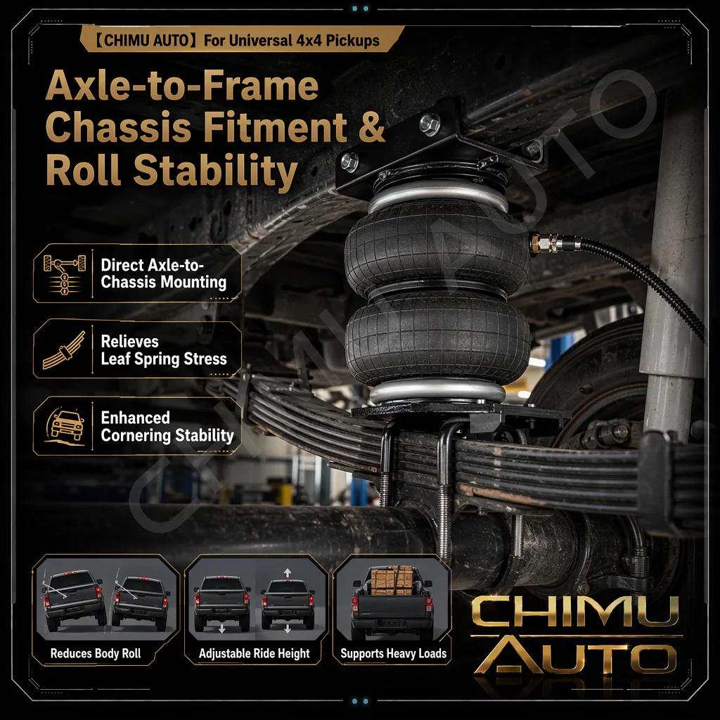 【CHIMU AUTO】For Navara NP300 D-Max Hilux Ranger Rear Air Suspension Helper Spring Bag Kit 500-800KG Load Leveling Towing Upgrade