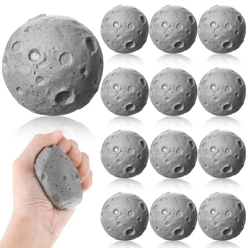 7,2 cm maan meteoriet stressballen - zacht knijpspeelgoed voor angstverlichting cadeau, handsefening, hondenballen speelgoed