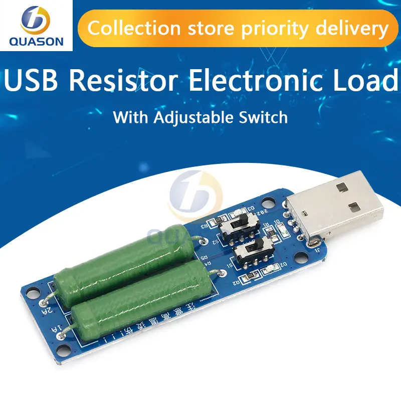 USB Resistor Electronic Load w/Switch Adjustable 3 Current 5V Resistance Tester