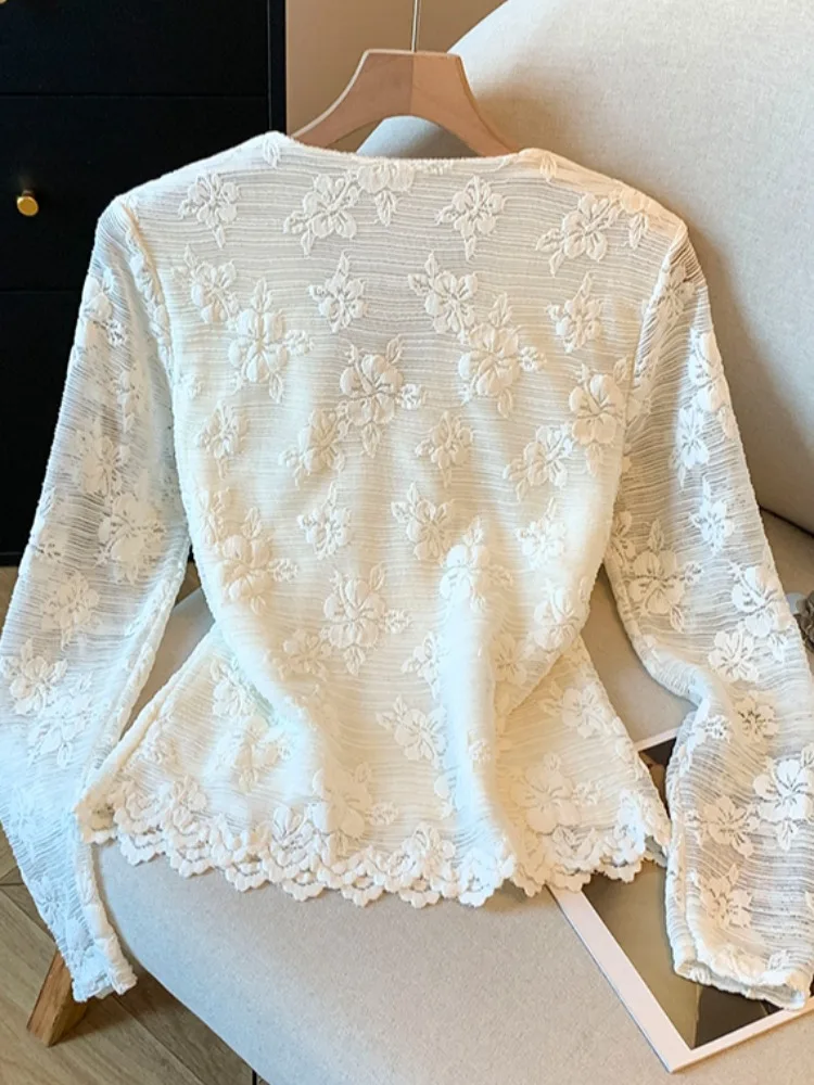 Women's Fce Lined V-Ne T-irt with Tie Unique Beautiful Inner Wear Spring Autumn Season  Color Embroidered Top