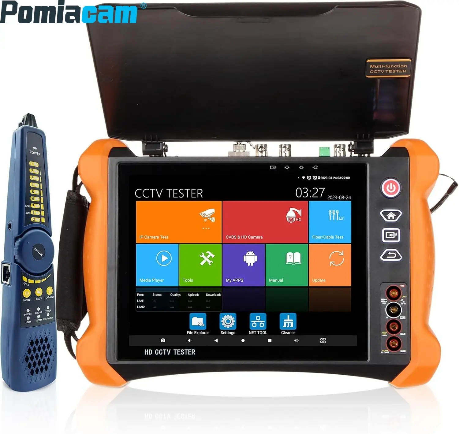 8K 32MP CCTV IP Camera Tester with POE++ 90W Power Output HDMI I/O Cable and Network 8 inch IPS touch screen Cable Tester