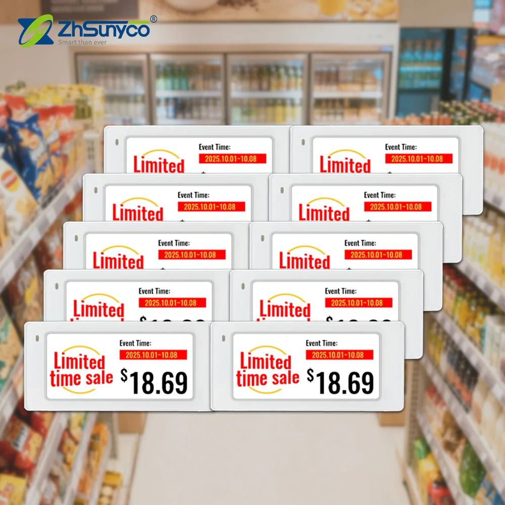 10 قطعة 2.9 بوصة حجم شارة السعر الرقمية ESL أربعة ألوان الحبر الإلكتروني Epaper عرض ملصق الرف الإلكتروني