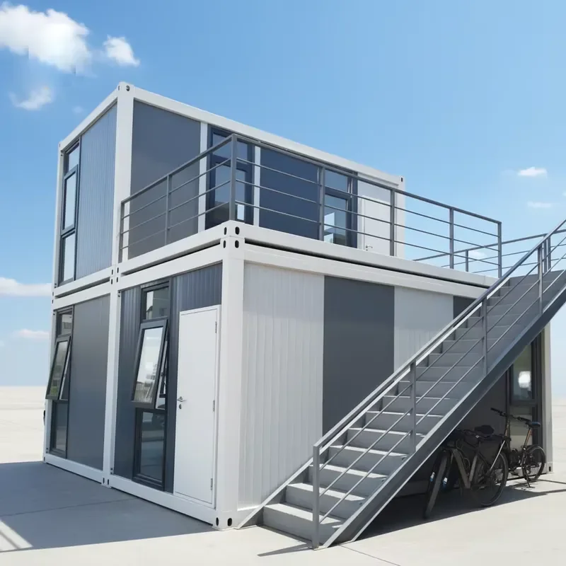 Double Wing Expandable Steel Wooden Folding Box Eaves Terrace Prefabricated Container Building for Villa Hotel Use Modern