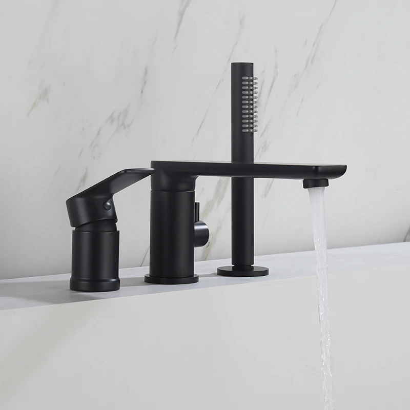 Bathroom Bath Faucet Set With Handheld Shower System Duchas Para Bano Brass Bathtub Tap Torneira Hot Cold Water Mixer Deck Mount