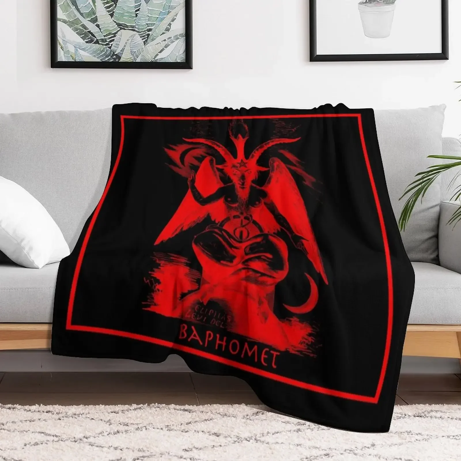 Satanic, Baphomet, Red Devil, Halloween, Occult Satan Design Throw Blanket Hair Thin Picnic Blankets