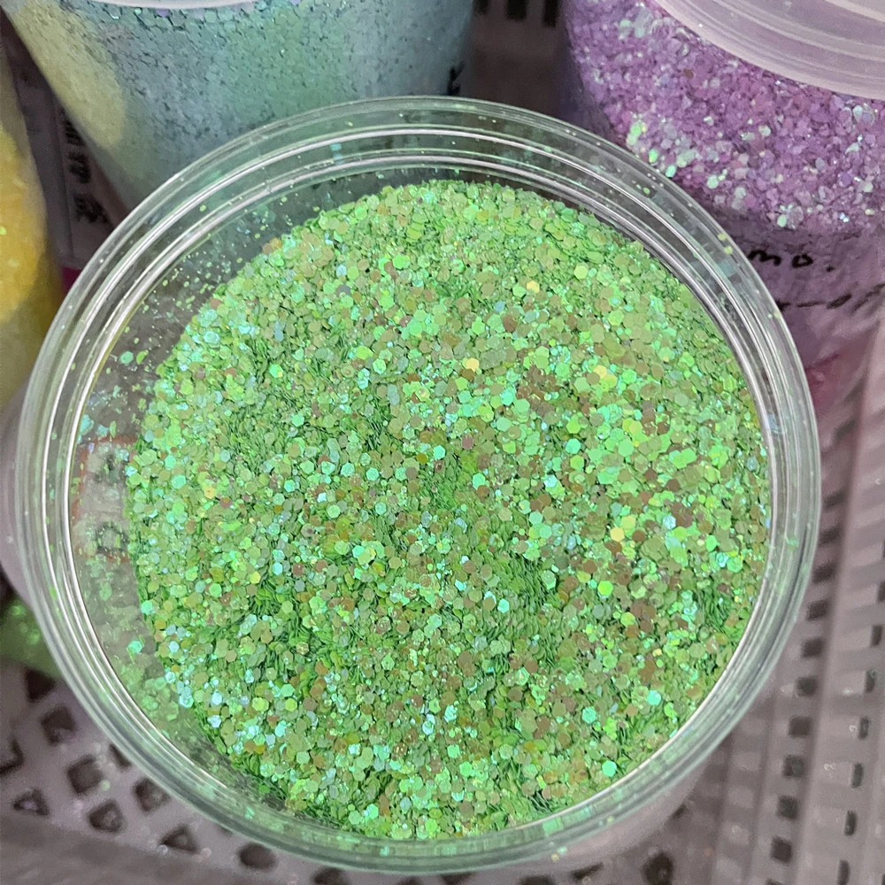 50g glänzende Meerjungfrau Nail Art Glitter holographische gemischte sechseckige Pailletten Flocken Dekoration Laser klobiges Pulver Maniküre Zubehör