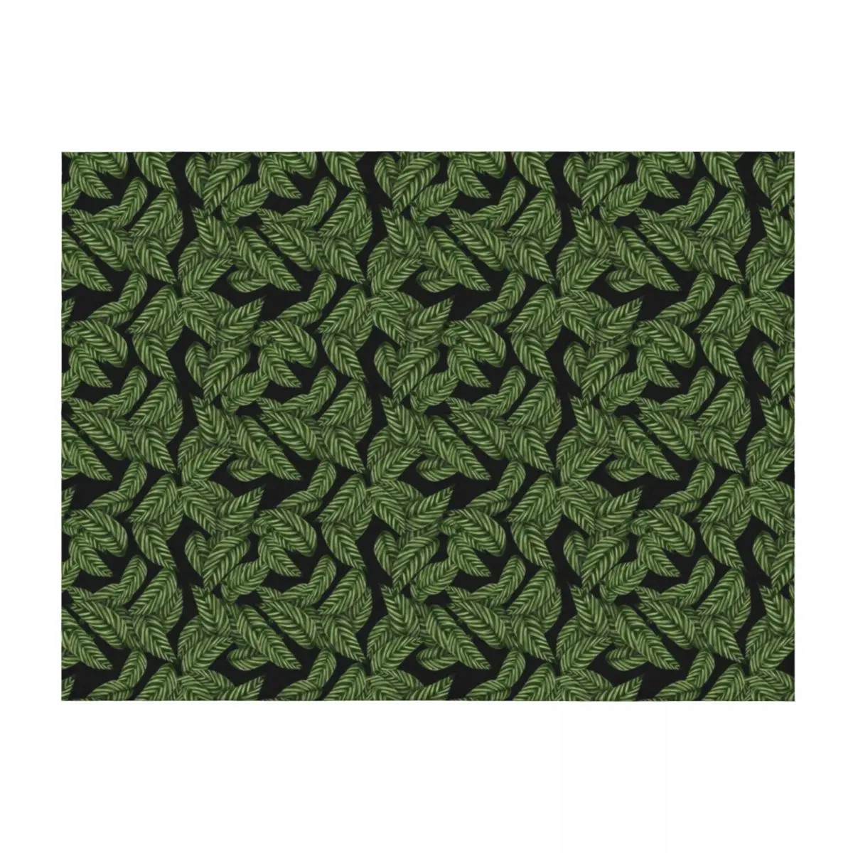 

Dark Green Leaf Pattern Throw Blanket Thermals For Travel Vintage Flannel Fabric Sofas Blankets