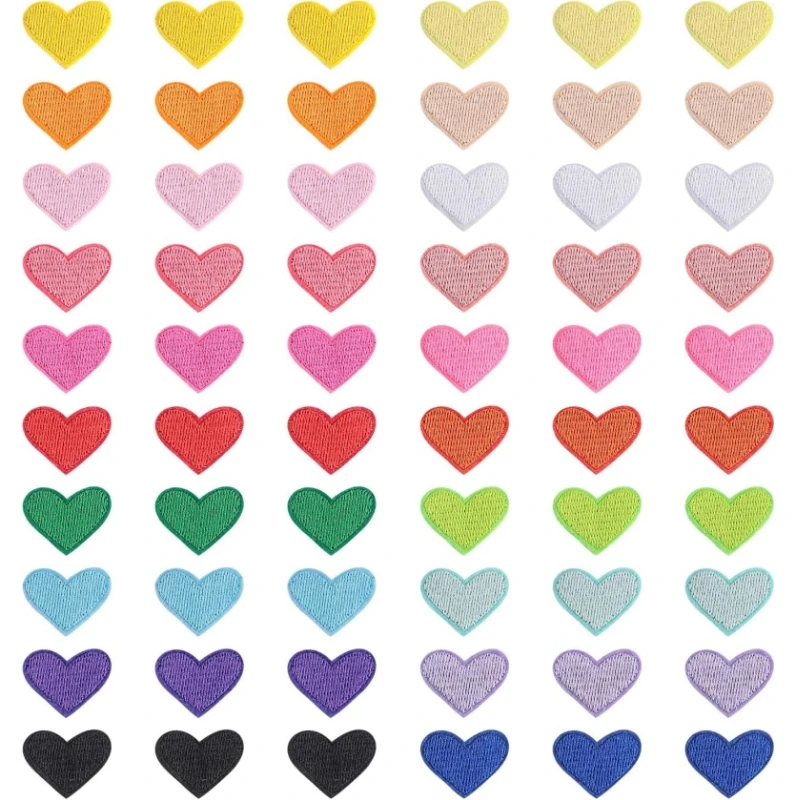 20Pcs/Lot Small Size Heart Patches Embroidered Patch Iron On Fabric for DIY Crafts Handwork Appliques Repair Decoration Supplies