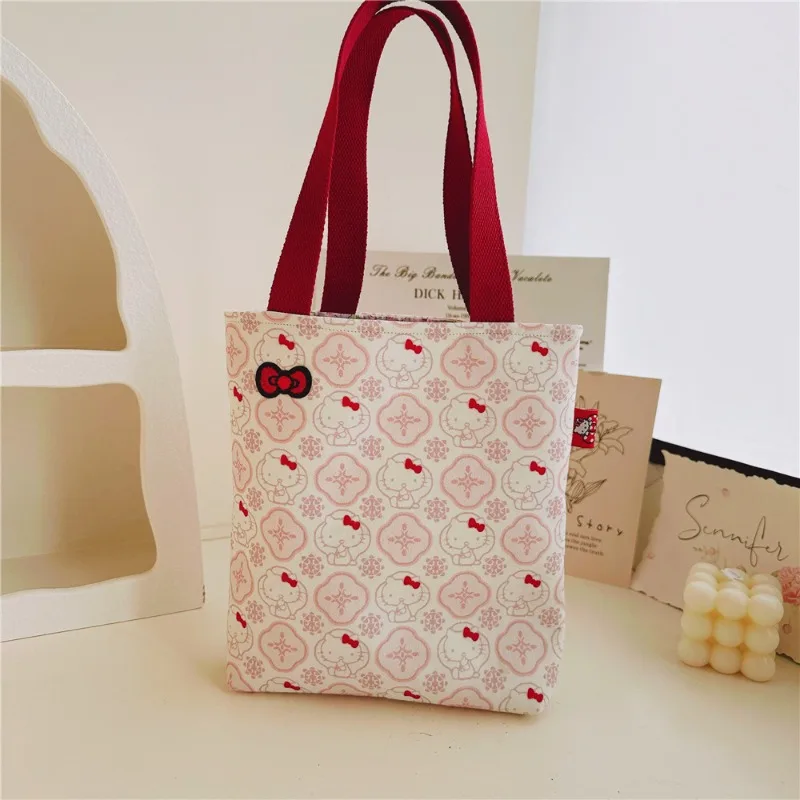 

Cute Hello Kitty Storage Bag Anime Printed Cotton Embroidery Bow Women Supplies Decorative Desktop Ornament Girl Gift Wholesale