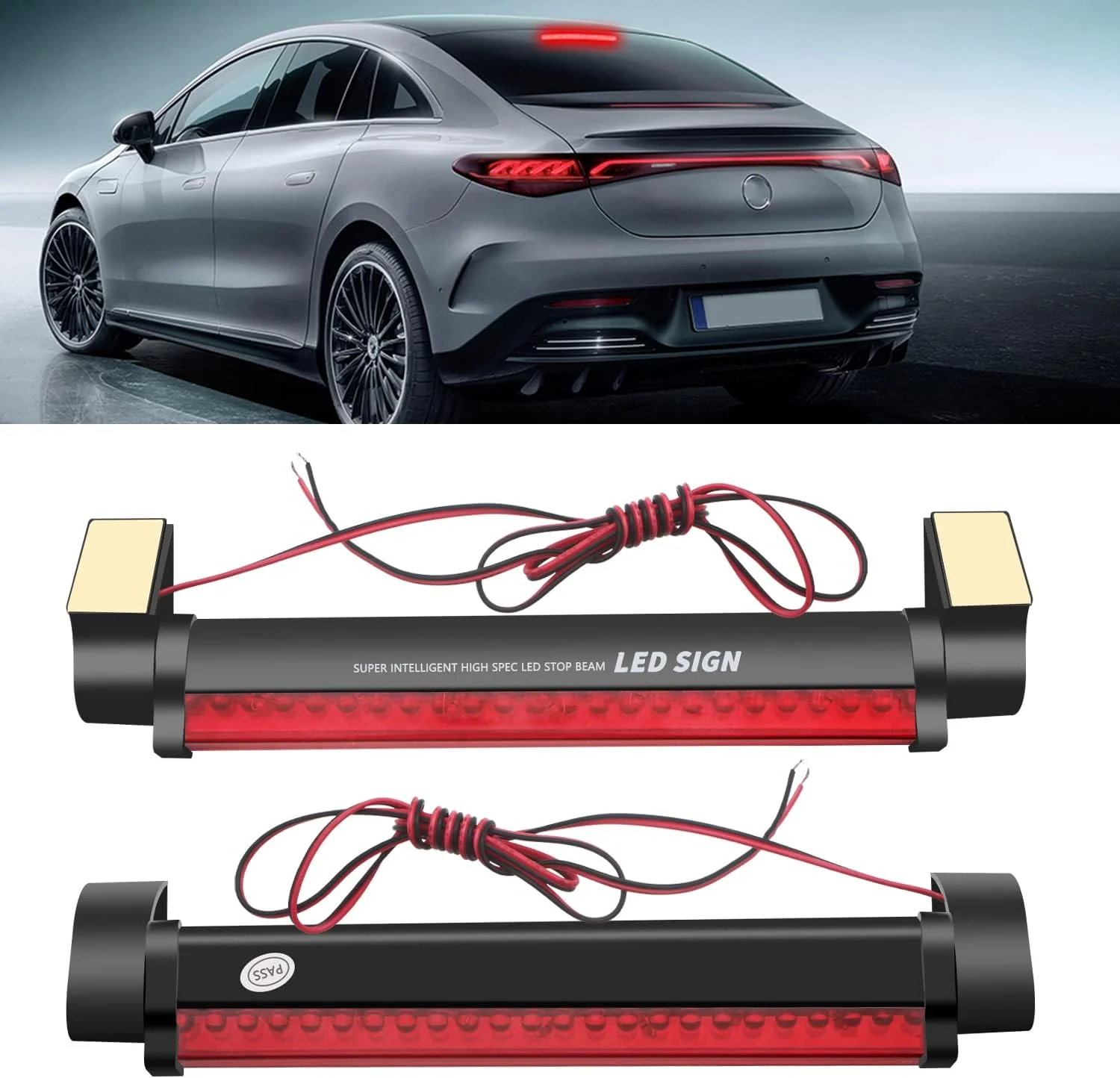 2pcs 12V Third Brake Lights Strip 3rd Stop Light Tail Light Bar Warning Lamp For Car Truck RV Trailer 24SMD Red