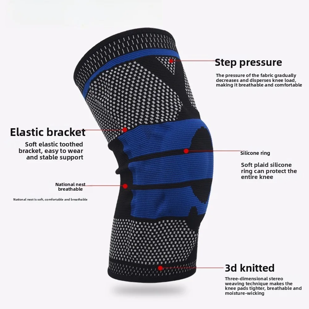 Genouillères de sport respirantes, basket-ball, course à pied, bande de soutien à ressort en Silicone, randonnée en plein air, cyclisme, genouillères à Compression du disque