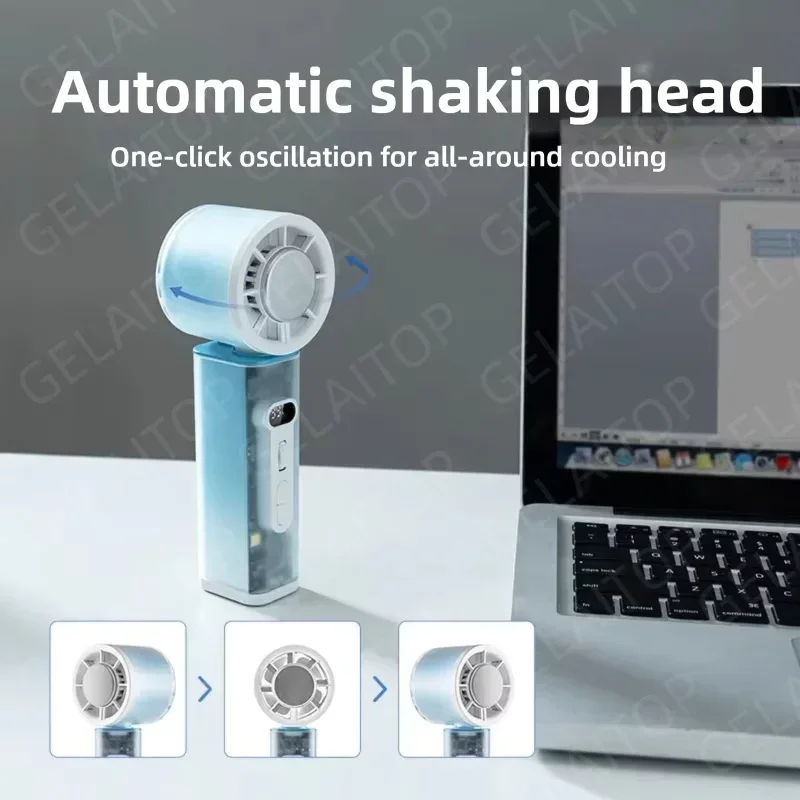 2026 Portable Handheld Fan Auto Oscillation USB Rechargeable for Home Office Outdoor Desktop Summer Cooling Daily Use view 2