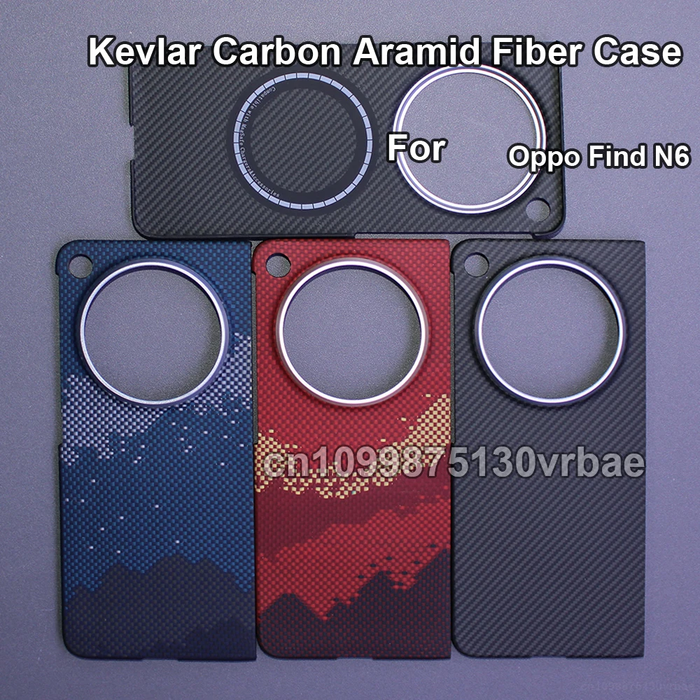 

600D Real-thin Carbon Fiber Phone Case for oppo find n6 case Aramid Fiber fabric thinhard Magnetic balck Slim light red Case