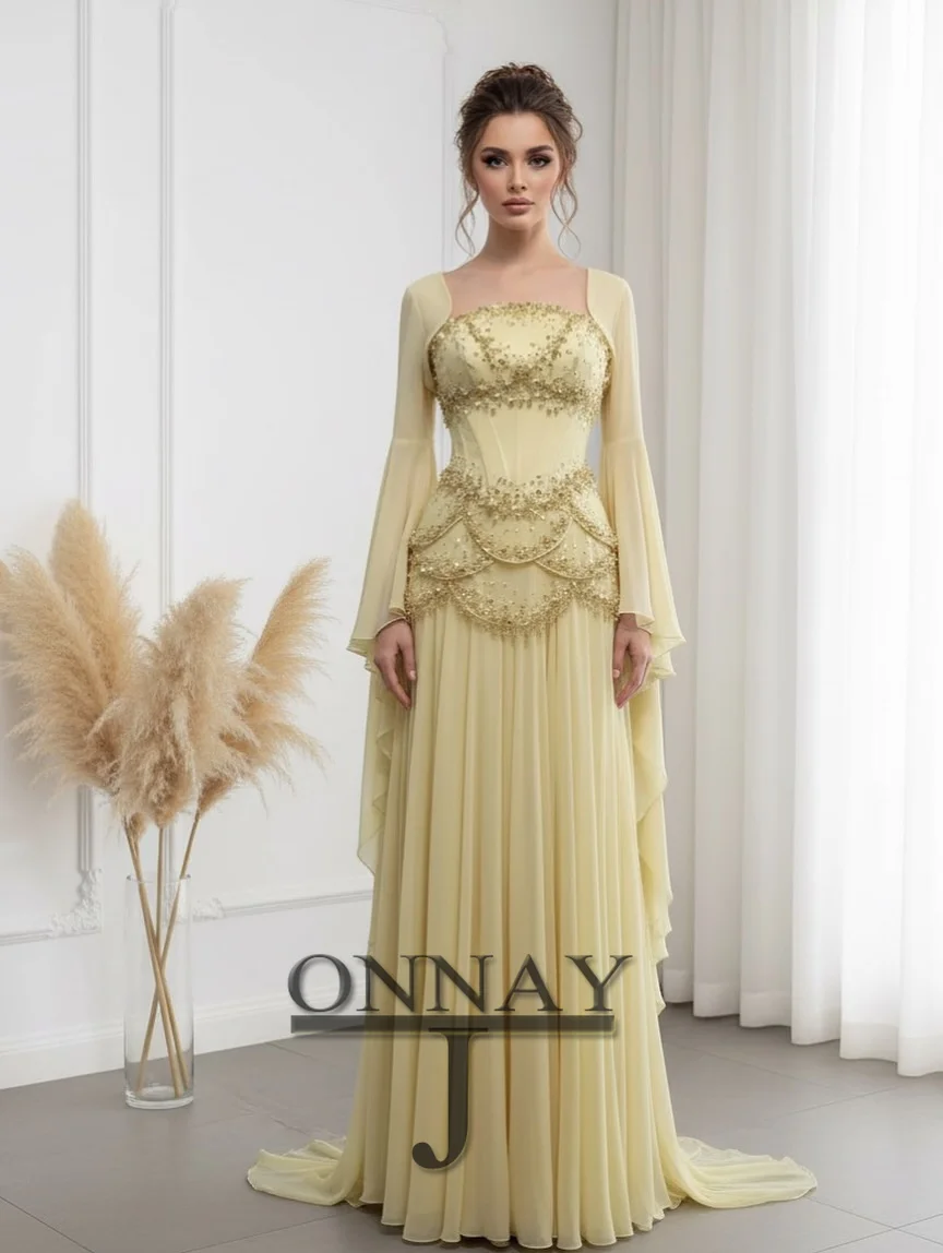 Abiti da ballo Dubai di lusso personalizzati da donna Aline maniche svasate Gala arabo saudita Abiti da spettacolo su misura De Fiesta Plus