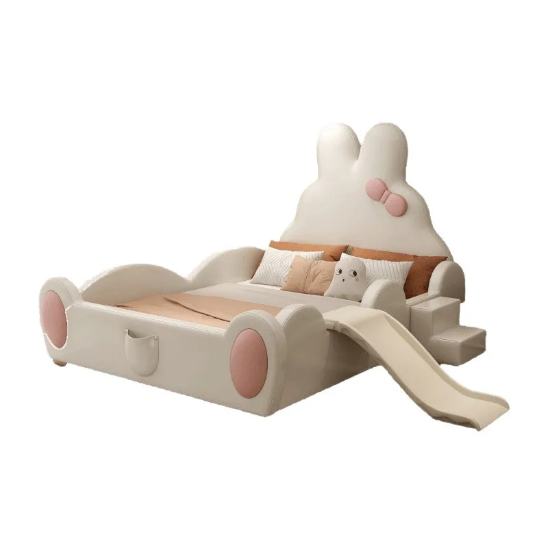 

Children's girl bedroom bed ins wind cartoon princess girl pink rabbit bed small apartment