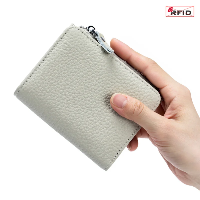 Western New Ultrathin Short Style RIFD Blocking Leather Women Wallet Candy Color Zipper Design Coin Purse for Ladies