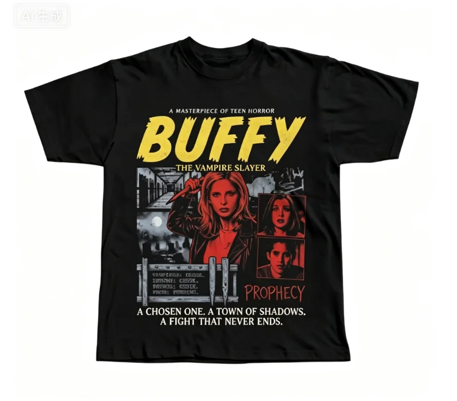 2026 new Retro Men's T-shirt - Classic 90s TV Show Patterned Casual Cotton Streetwear