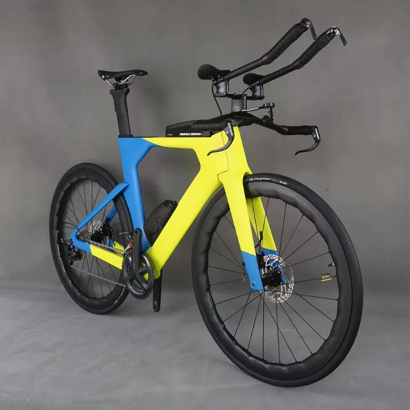 Bicicleta de Triatlo com Quadro de Carbono Tantane, Bicicleta de Tempo com Freios a Disco, Bicicleta Completa com Rodas de Carbono, Grupo R8000