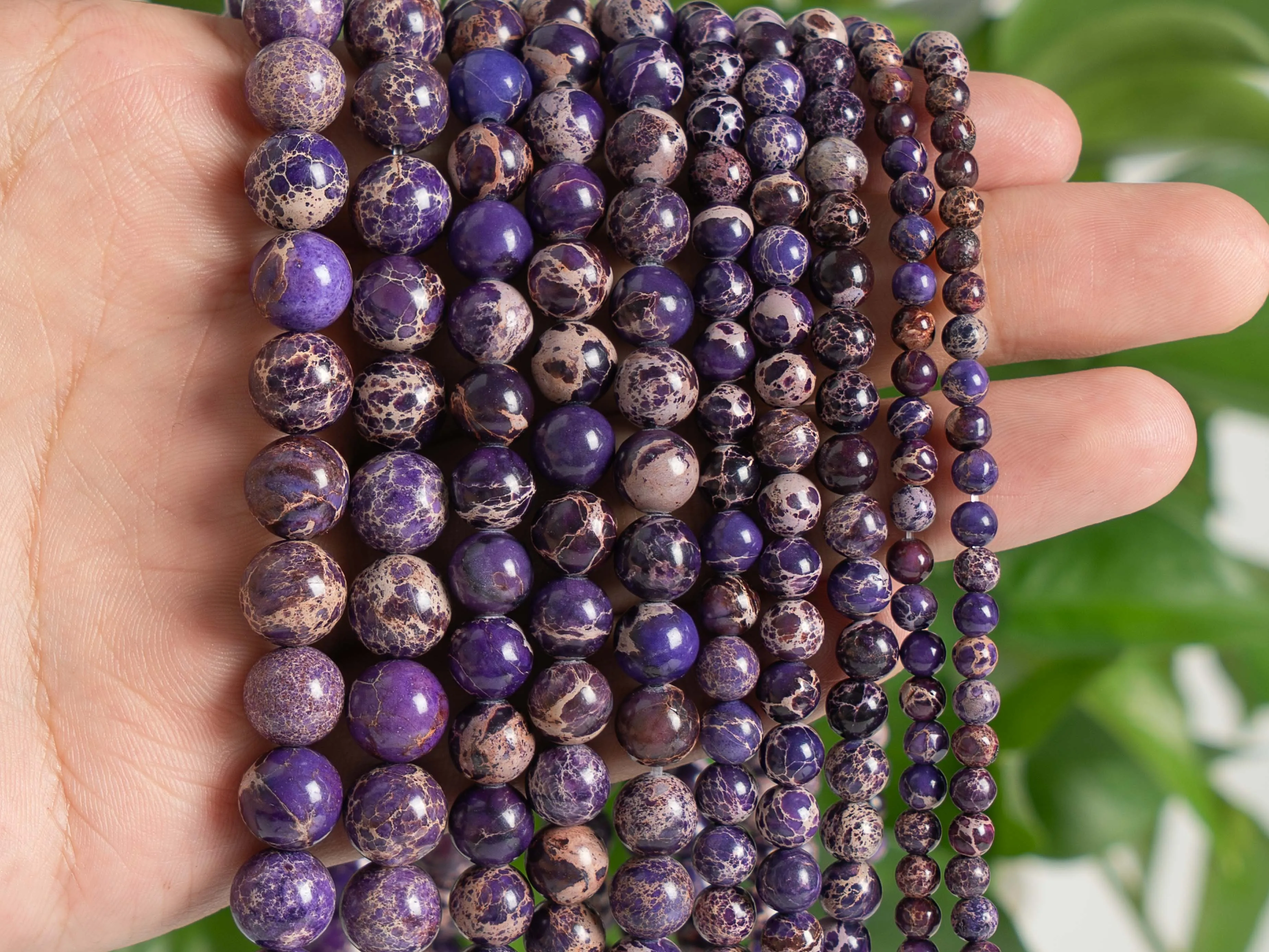 Grape Purple Sea Sediment Imperial Jasper 4mm 6mm 8mm 10mm Grade AAA Loose Beads Round Shape for Jewelry Making